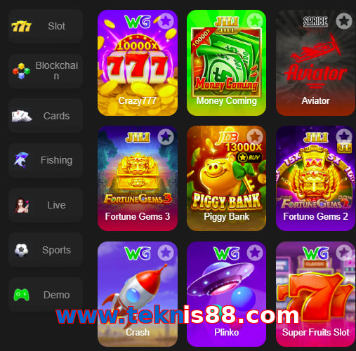 Main screen of Www.teknis88.com game page for PK players